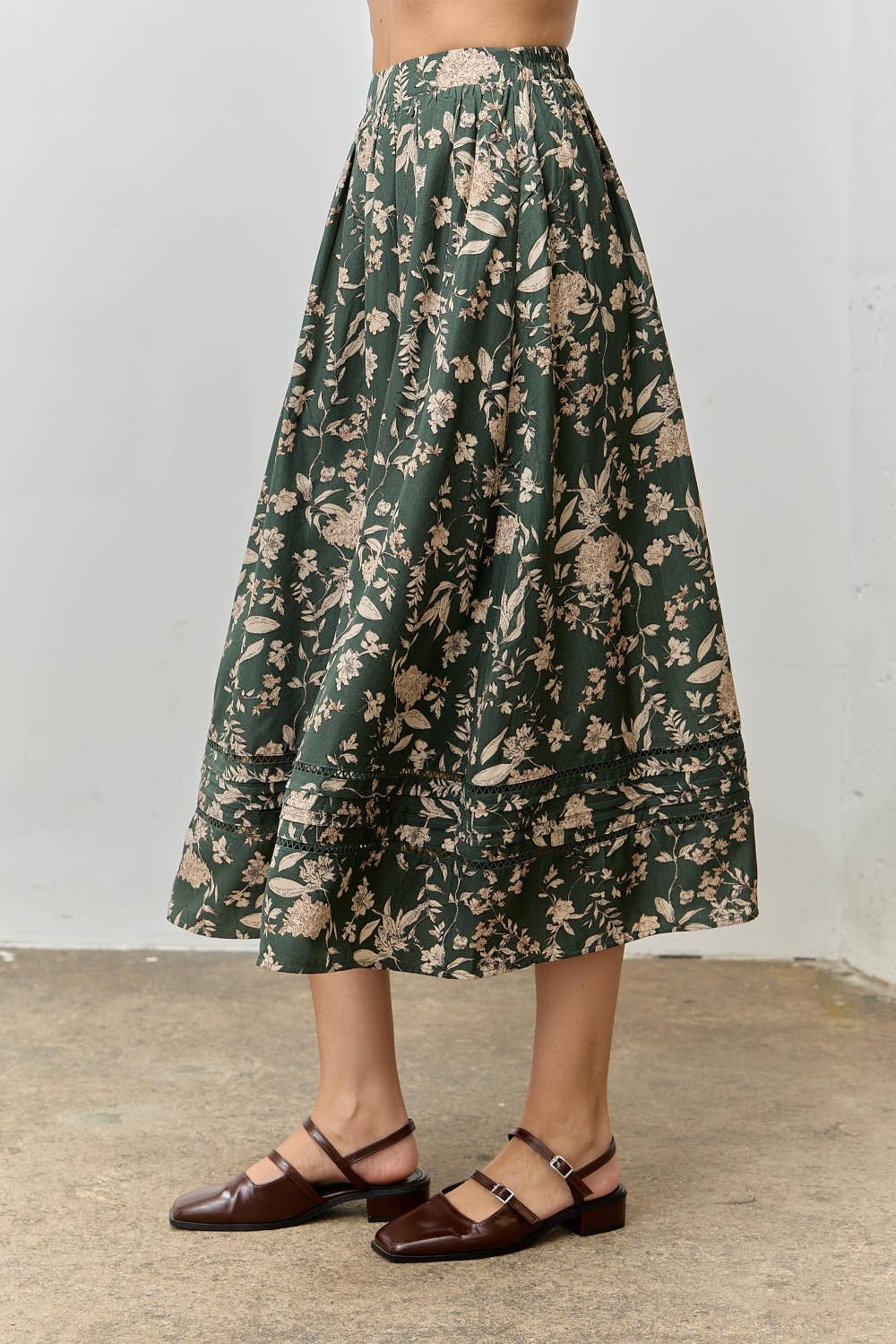 Florals + Lace Midi Skirt
