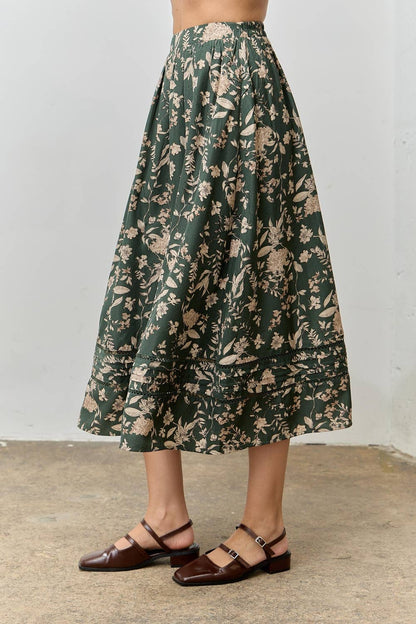 Florals + Lace Midi Skirt