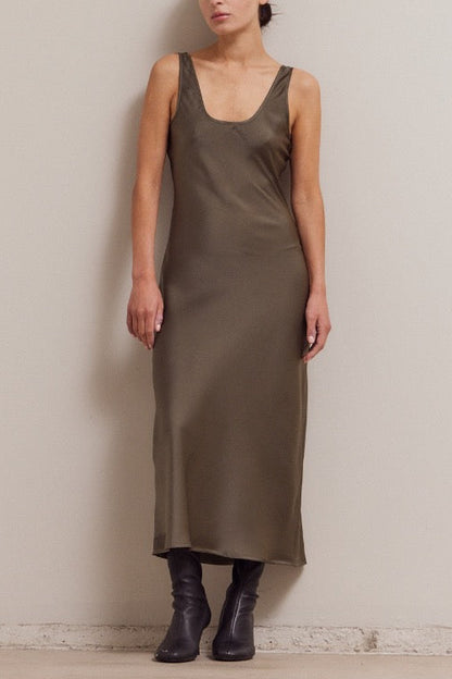 Scoop Neck Satin Maxi Dress | Martini