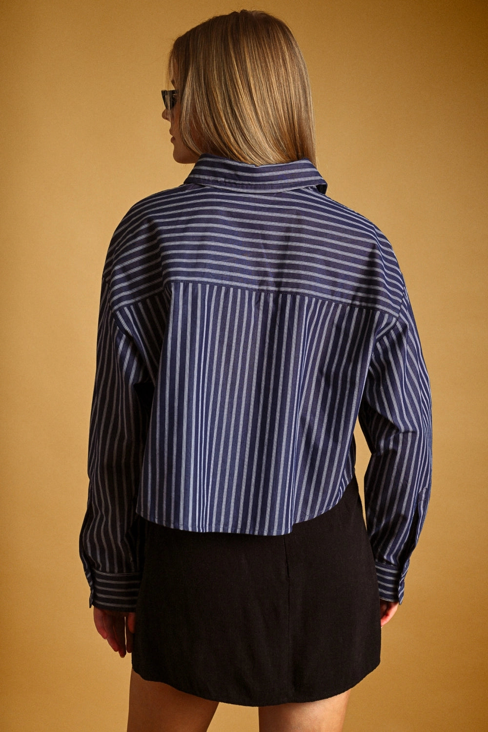 Striped Cropped Shirt | Navy