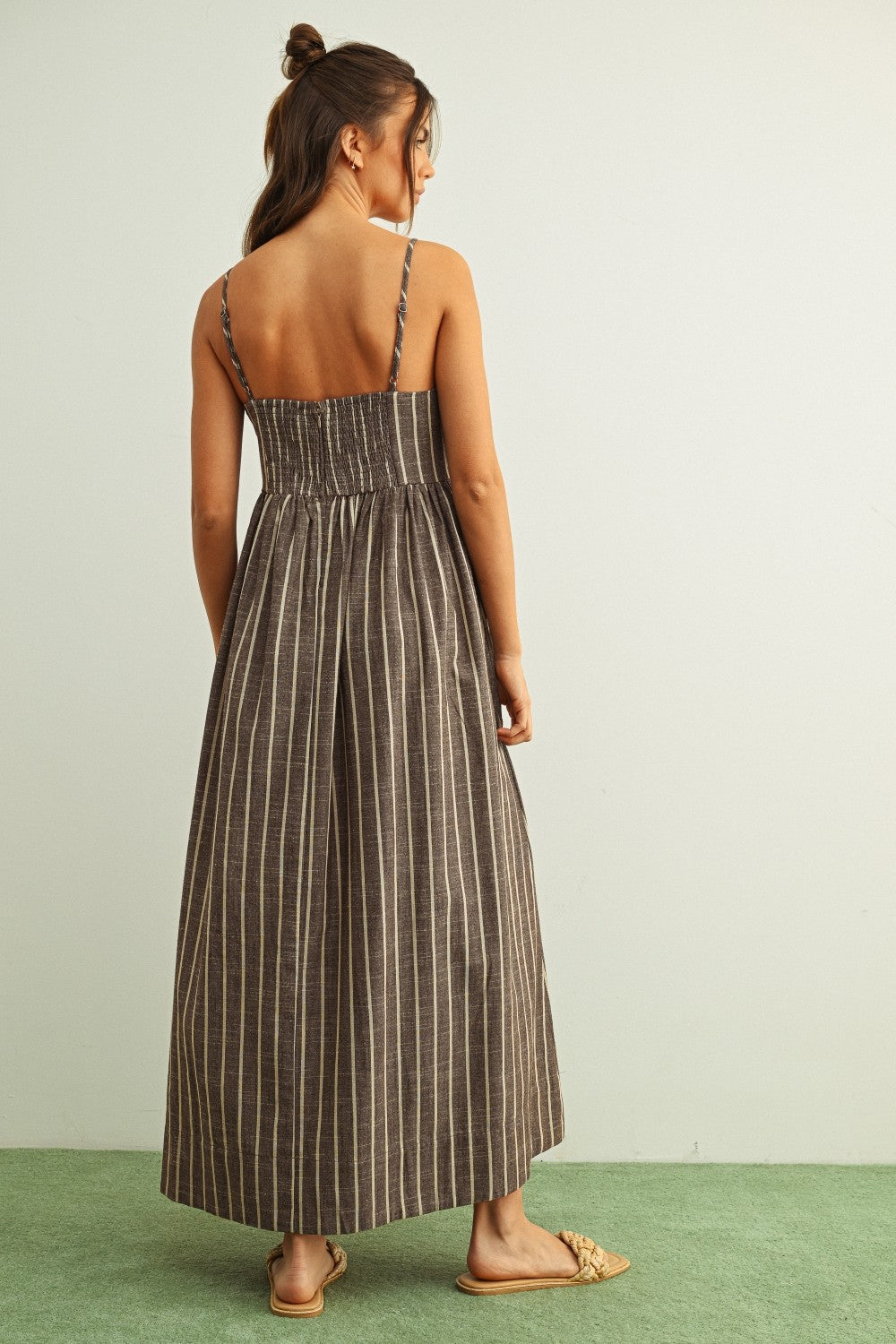 Chambray Afternoon Striped Midi Dress