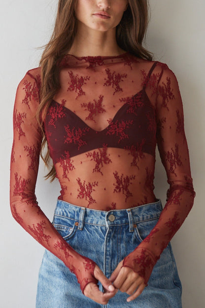 Lucky Me Lace Top | Wine