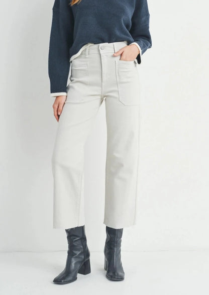 Wide Leg Utility Denim | Sea Salt