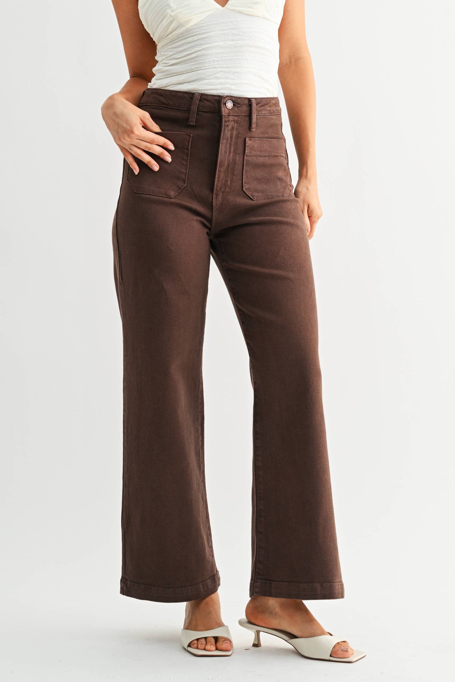 Sailor Pocket Wide Leg Denim | Dark Brown