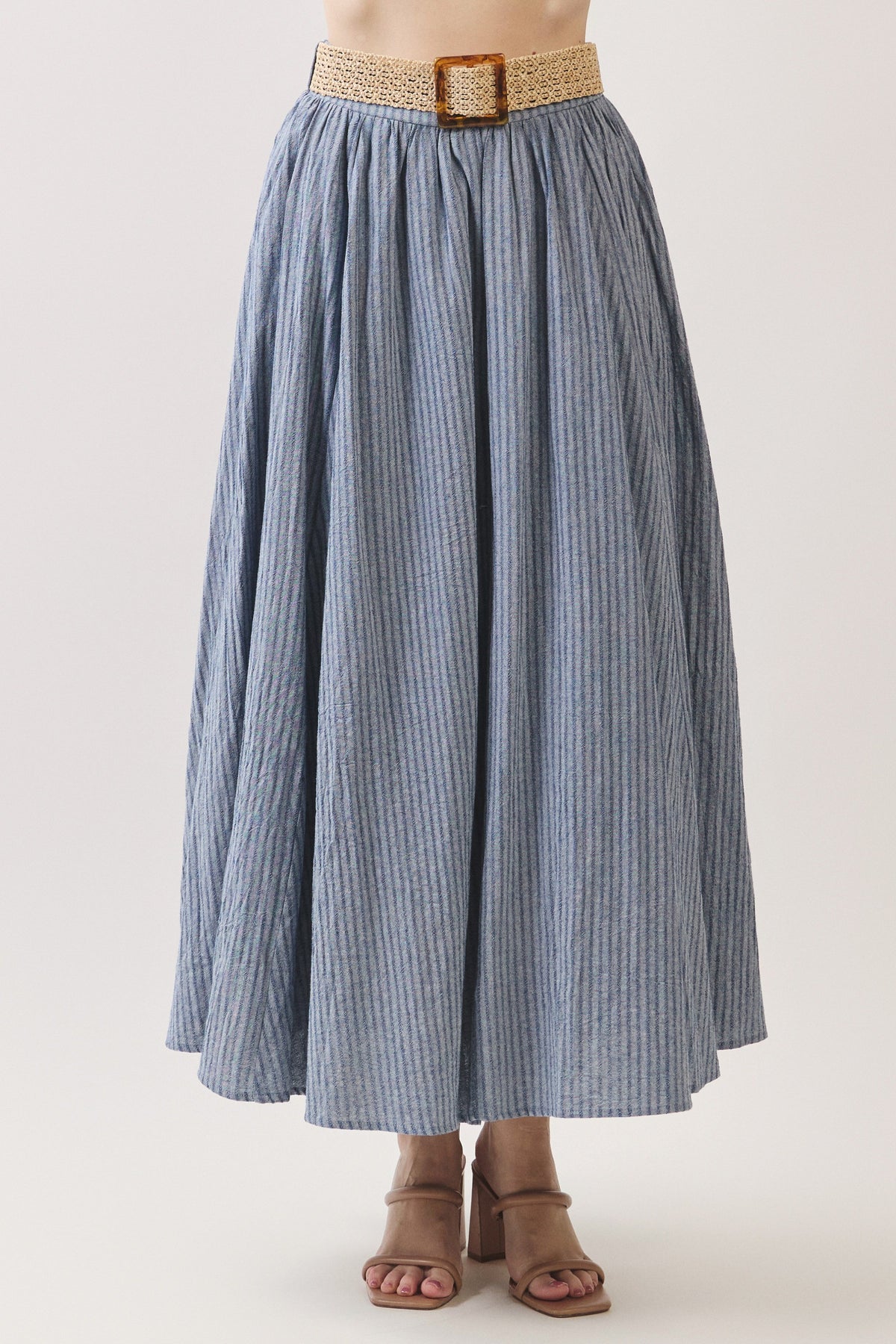 Pleated Maxi Skirt | Blue