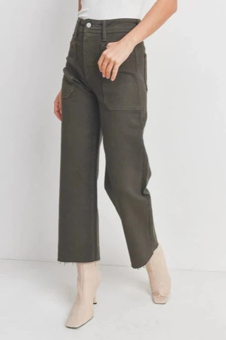 Wide Leg Utility Denim | Forest