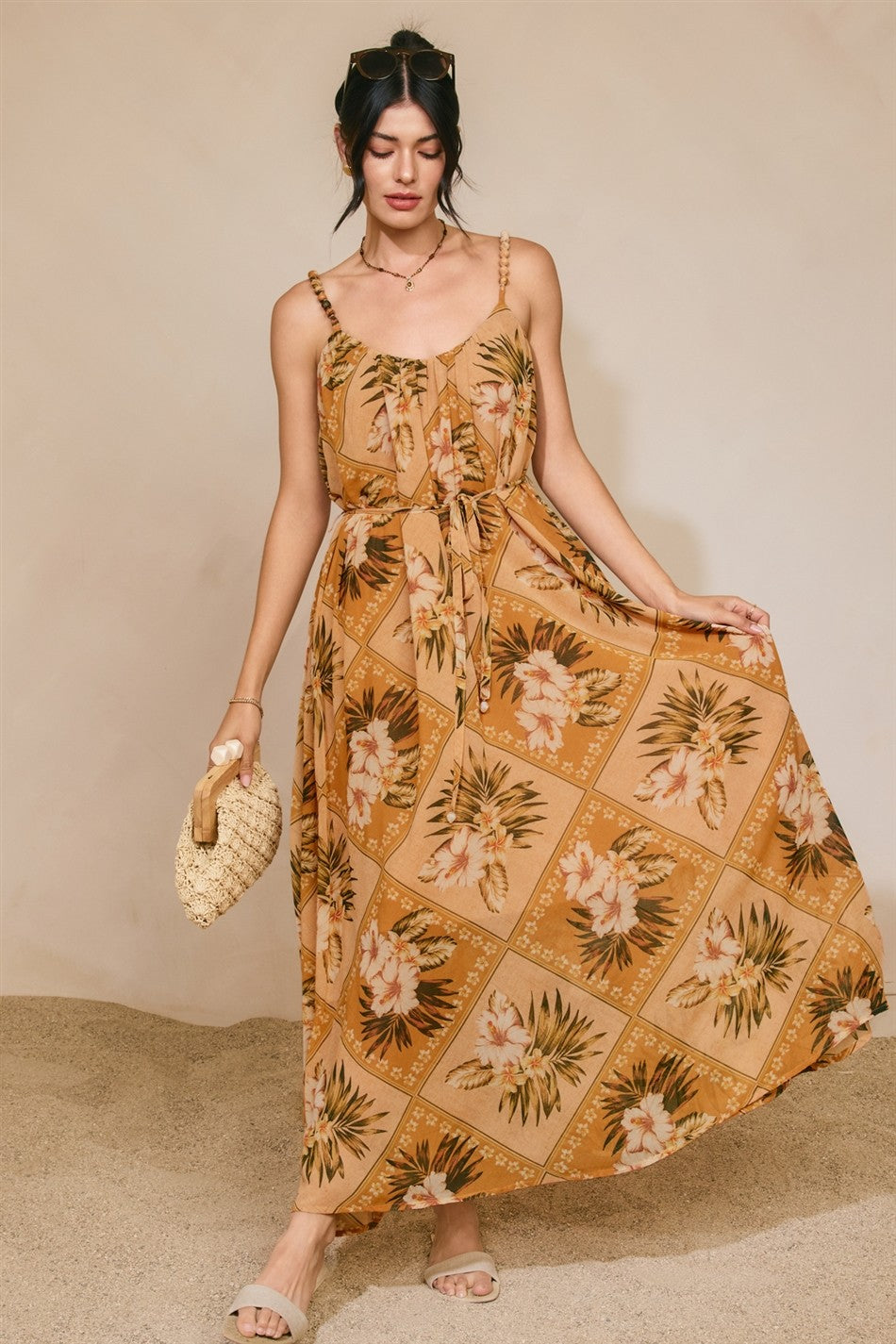 Golden Hour Tile Midi Dress
