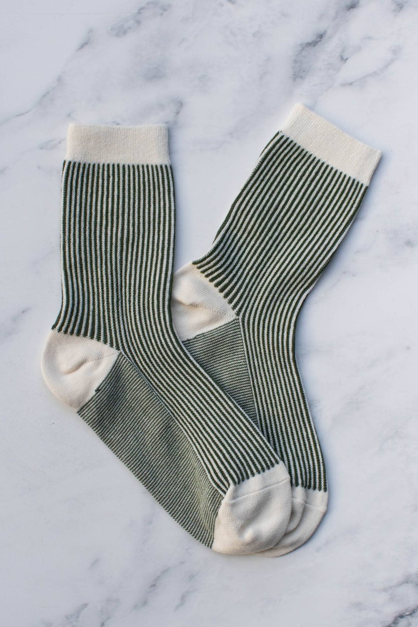 Jacquard Thin Striped Socks | Dark Green