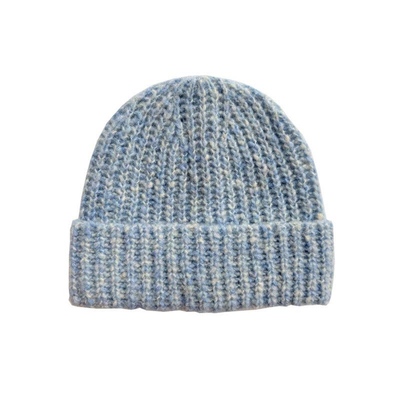 Knitted Wool Blend Beanie | Blue