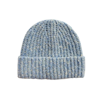 Knitted Wool Blend Beanie | Blue