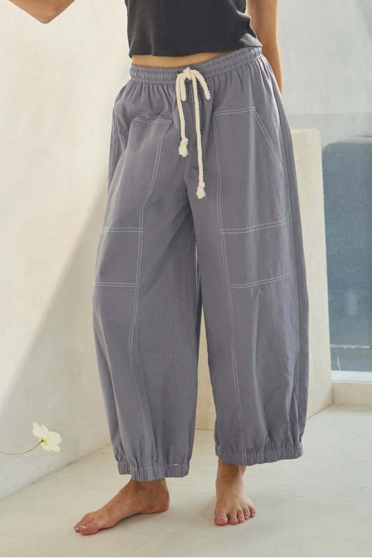 Contrast Stitching Pants | Denim | Extended
