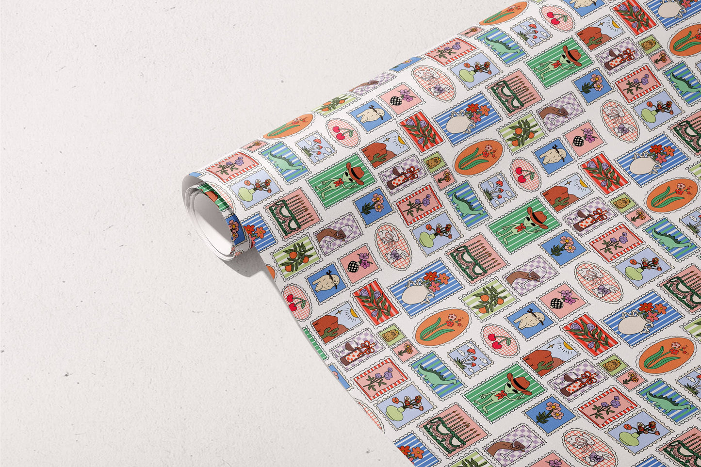 Stamp Print Rolled Gift Wrap