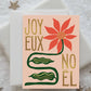 Joyeux Noel Poinsettia Holiday Card