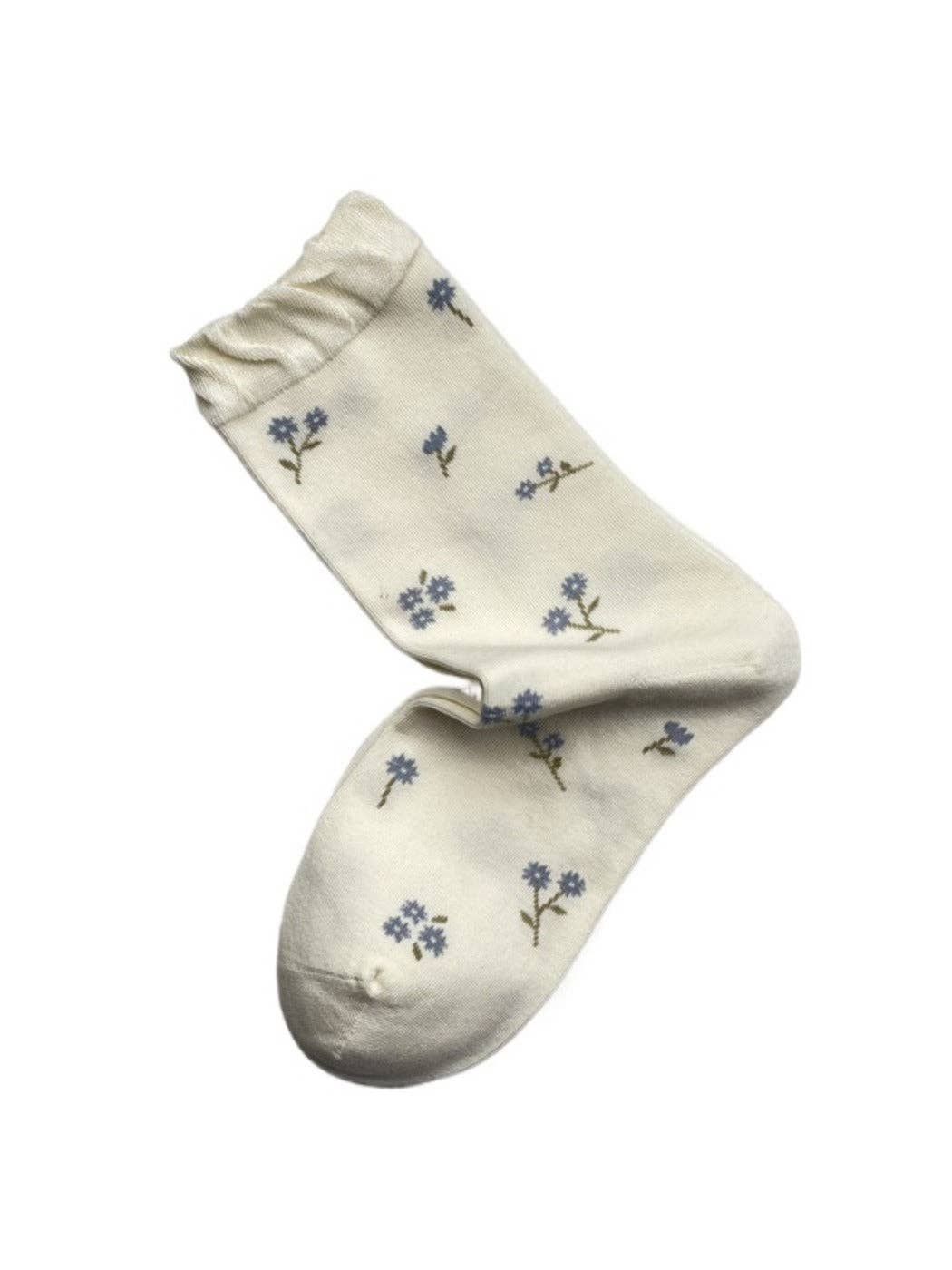 Tiny Blooms Socks | White