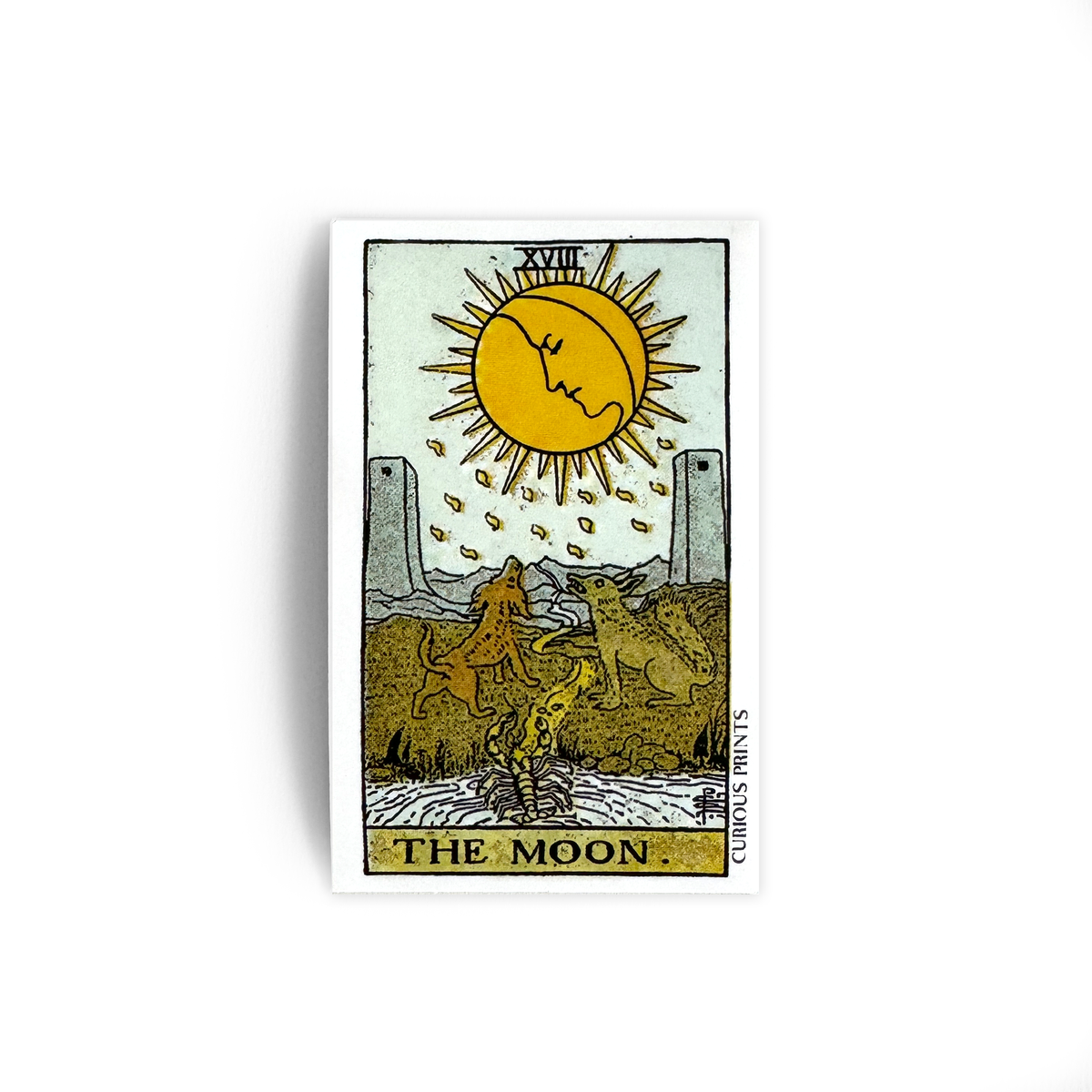 Vintage The Moon Tarot Sticker