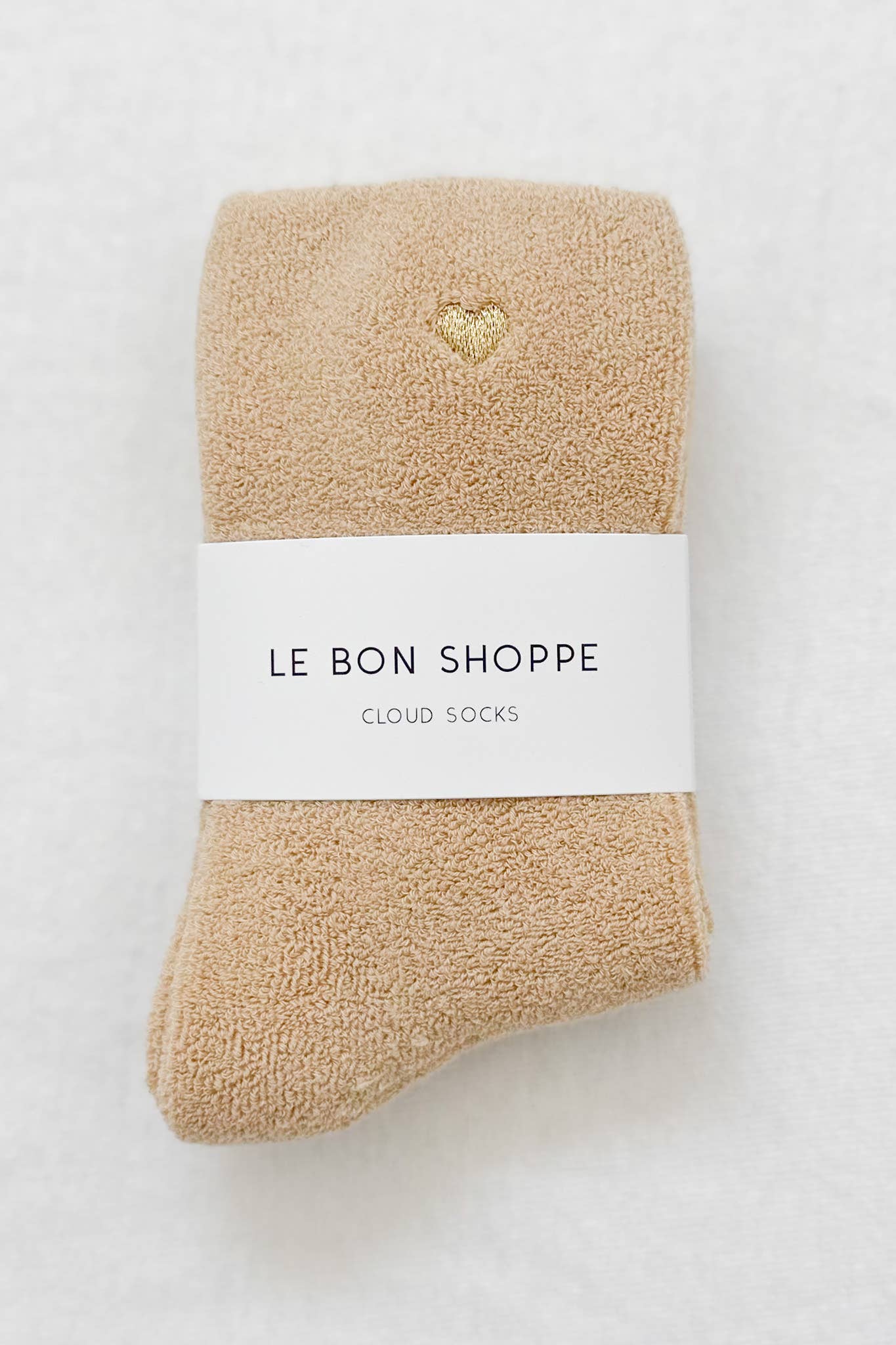 Cloud Socks | French Vanilla + Embroidered Gold Heart