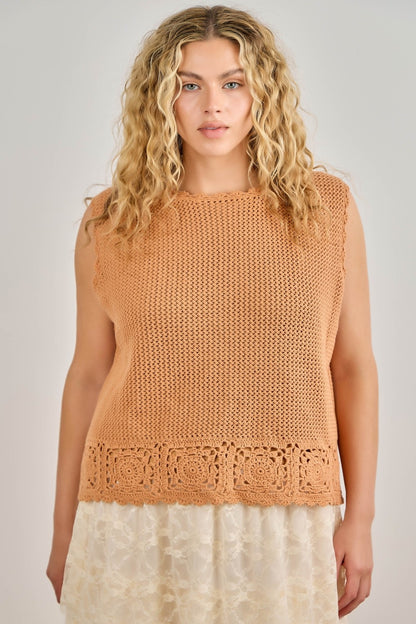 Crochet Knit Sleeveless Top | Extended