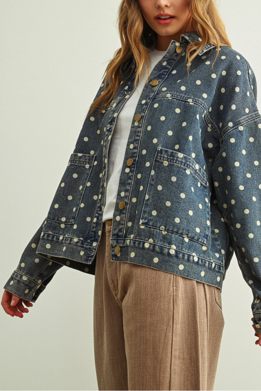 Polka Dot Denim Jacket