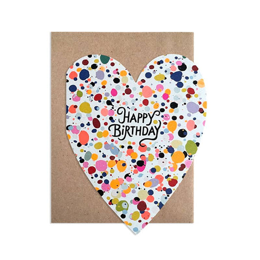 Speckle Cut Out Heart Birthday Card
