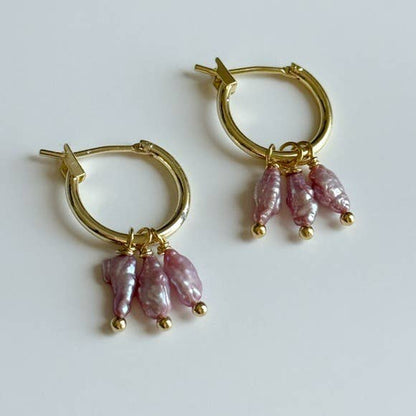 Rice Pearl Hoops | Lilac