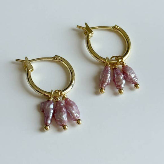 Rice Pearl Hoops | Lilac