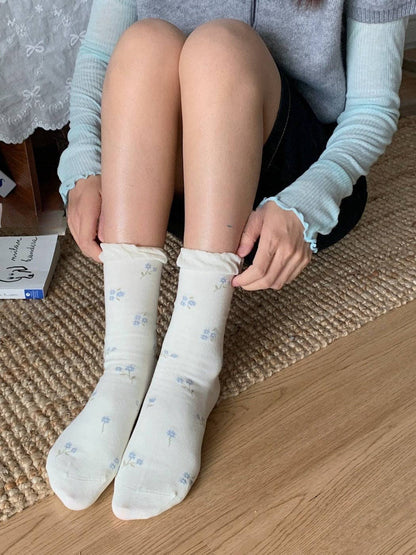 Tiny Blooms Socks | White