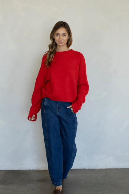 Piper Pullover Sweater | Tomato Red