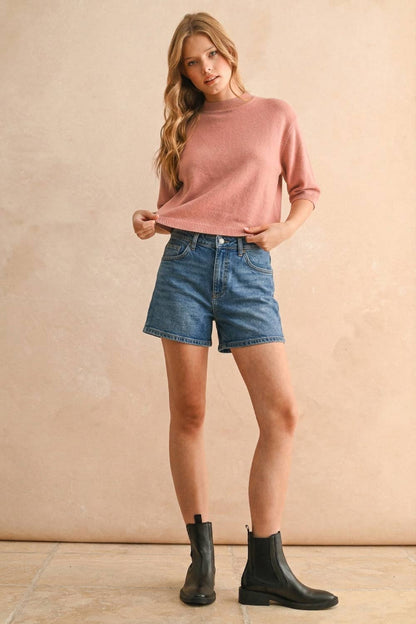 Short Sleeve Sweater Top | Rosey