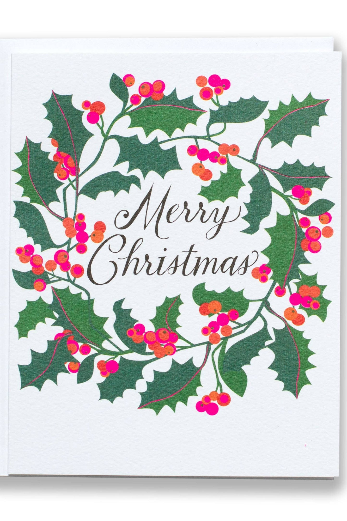 Holly Wreath Merry Christmas Card