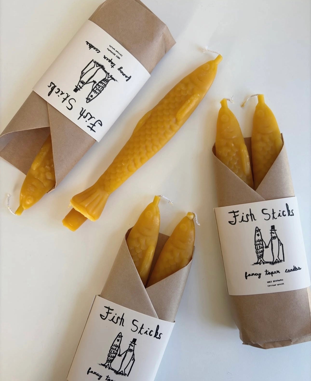 Fish Sticks | Beeswax Fish Shaped Taper Candles