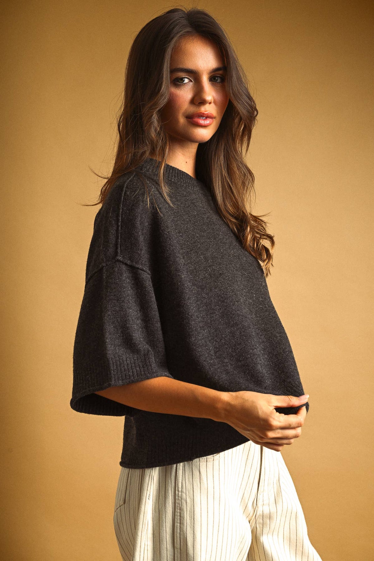 Easy Does It Knit Top | Charcoal