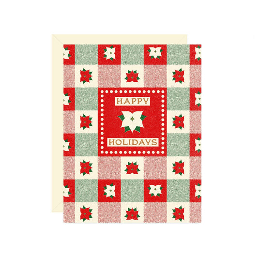 Poinsettia Plaid Holiday Card