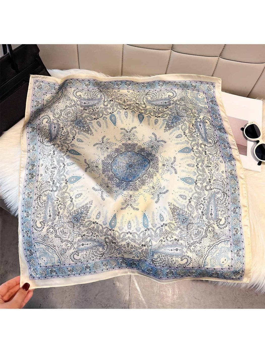 Everyday Square Satin Bandana | Blue