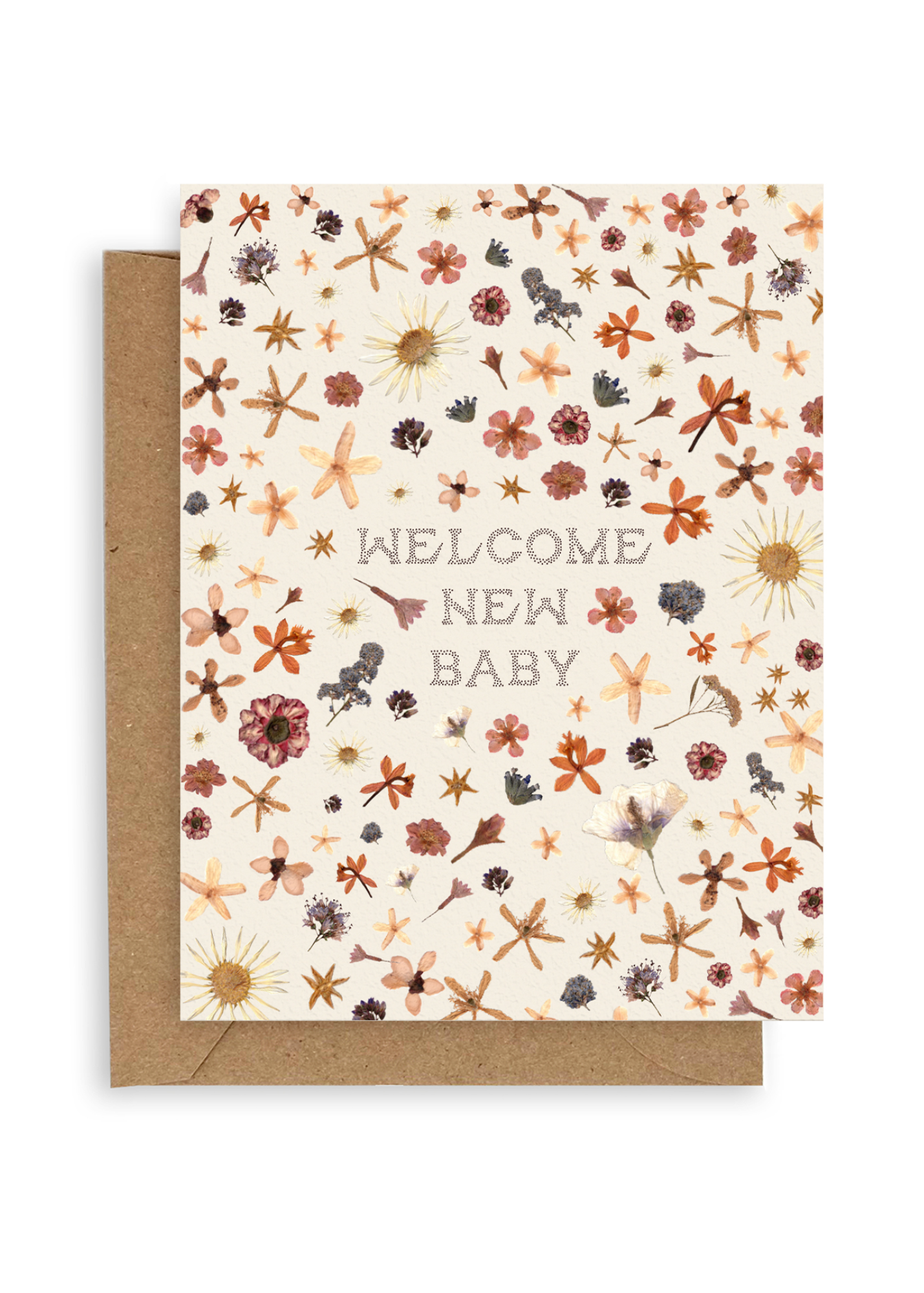 Pressed Flowers Welcome New Baby Card