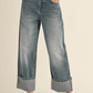 Straight Leg Cuffed Denim