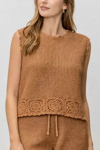 Crochet Knit Sleeveless Top
