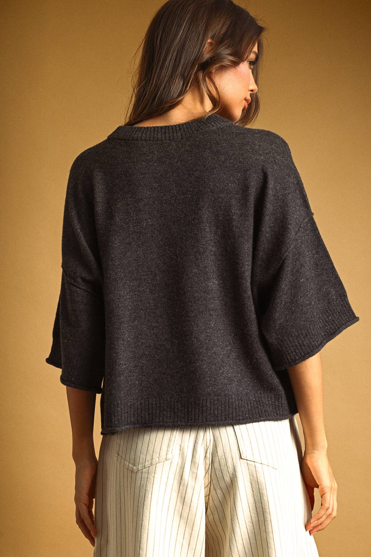 Easy Does It Knit Top | Charcoal