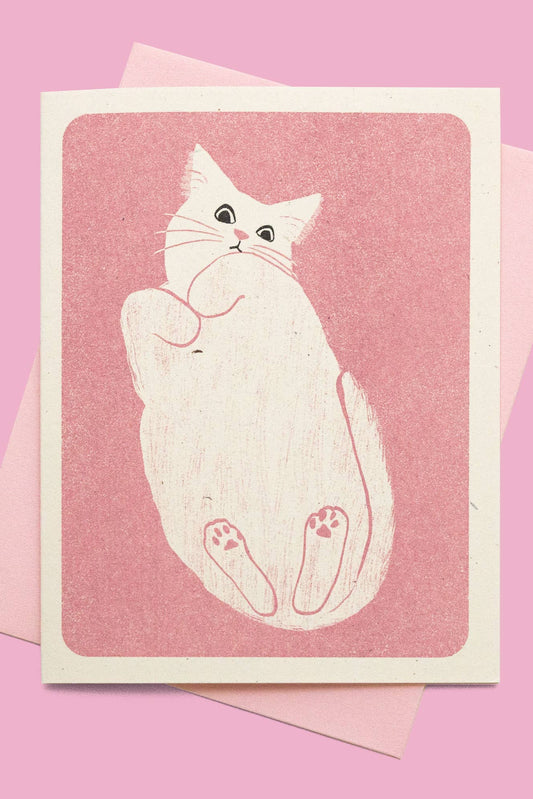 Cat on Glass Risograph Card
