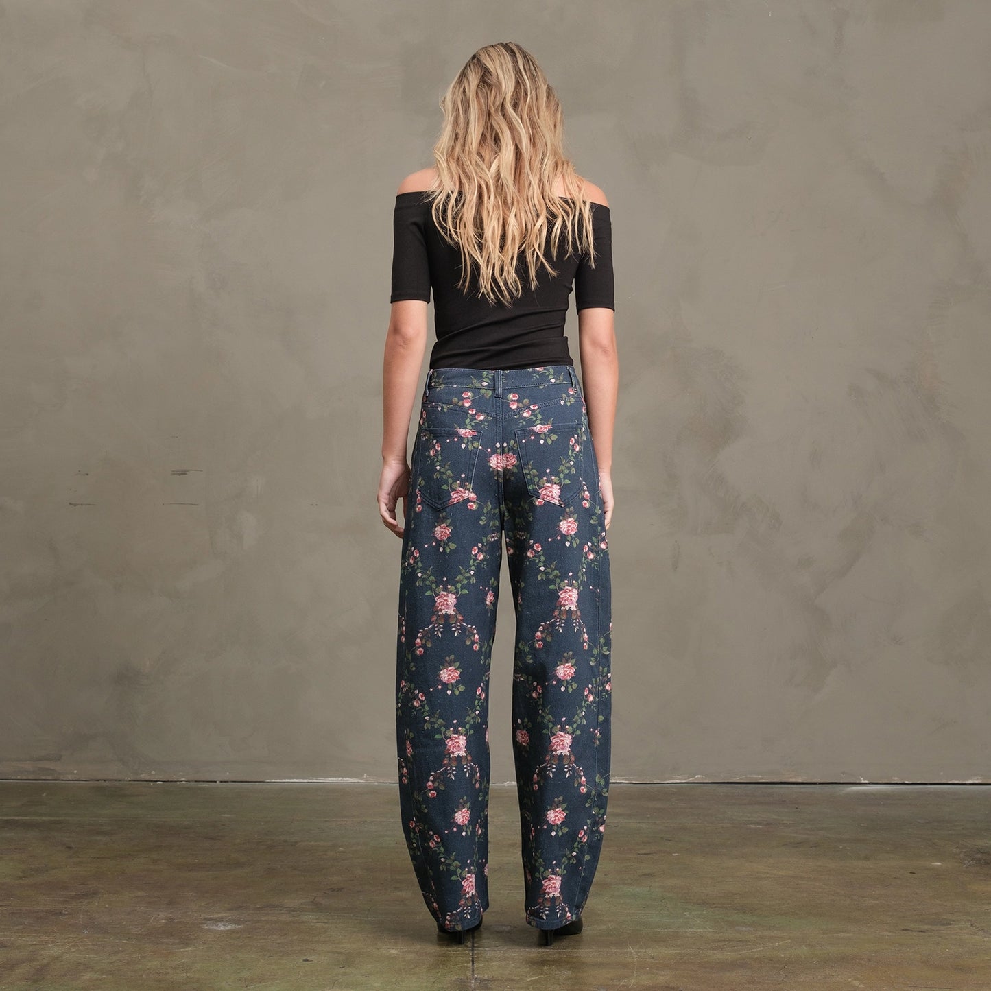 Vintage Floral Barrel Denim
