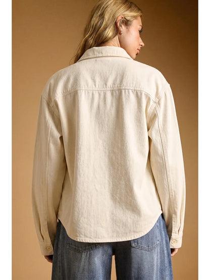 Oversized Boxy Button Up Shirt | Cream