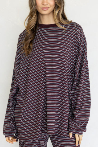 Multi Stripe Lounge Top | Wine