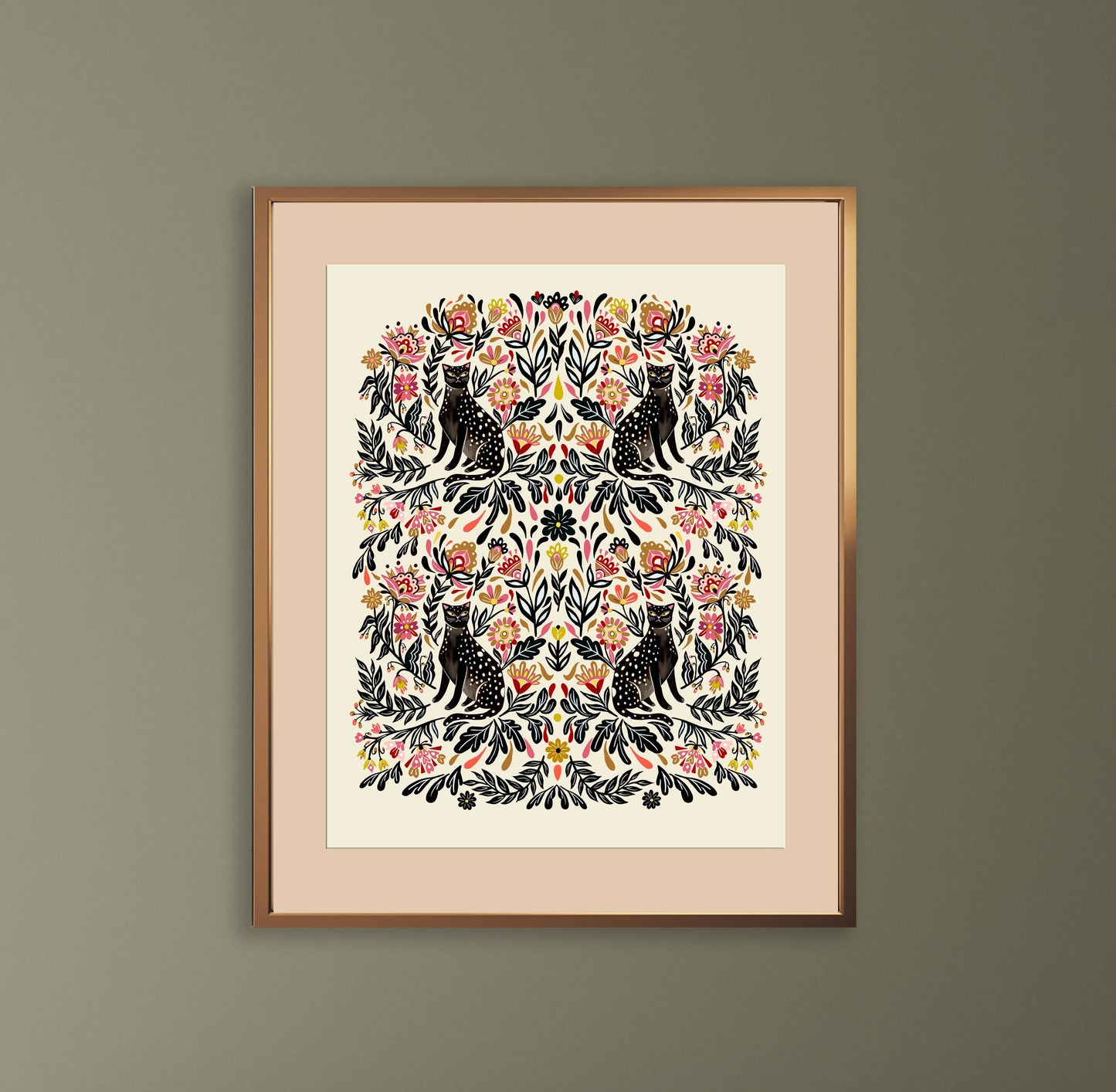 Folk Leopards Side Eye Art Print | 11x14