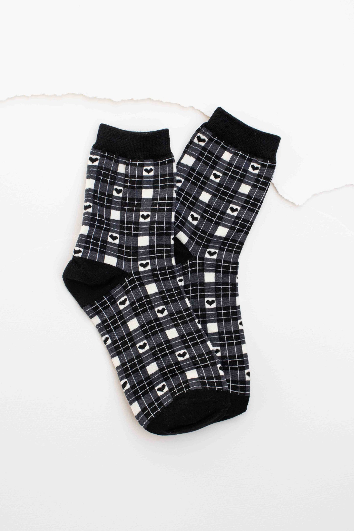 Plaid Heart Socks | Brown