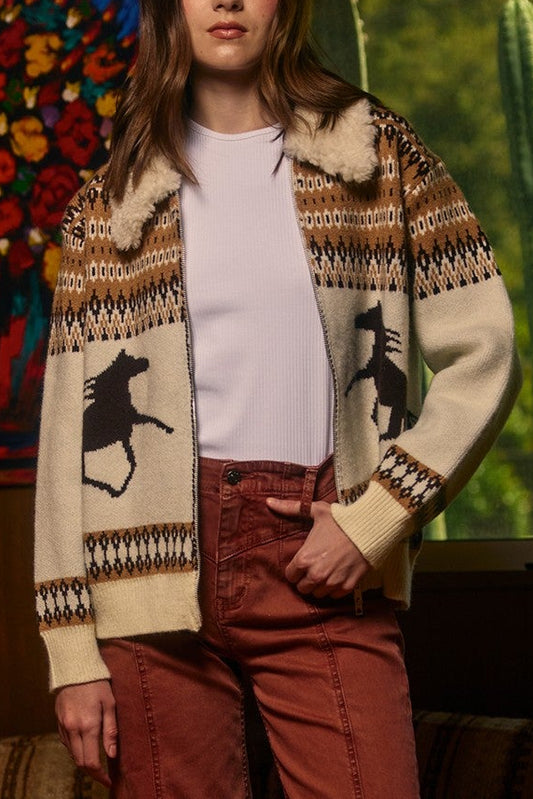 Western Fairisle Zip Cardigan