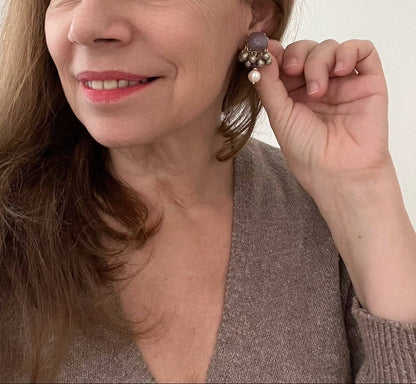 Olwen Earrings | Moonstone + Pearl