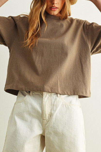 Weekend Boxy Crop Tee | Olive