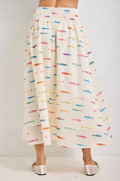 Gone Fishin' Midi Skirt | Cream