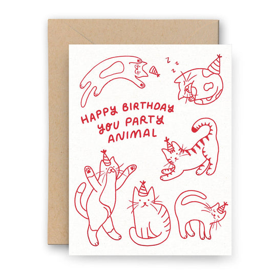 Happy Birthday Party Cats Card