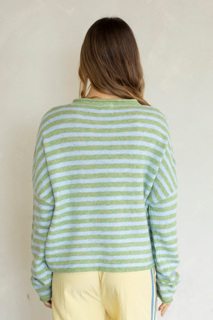 Piper Bold Stripe Cardigan | Matcha