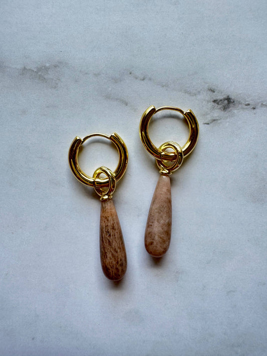 Amara Gemstone Hoops | Pink Quartz
